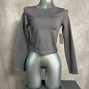 Elegant Charcoal Long Sleeve Women's Top